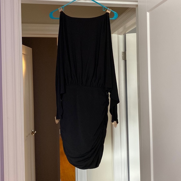 Boston Proper XS Black Dress With Gold Details and Slits on the Arms - Picture 1 of 7